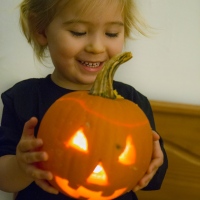 Pumpkin with Flickering Eyes